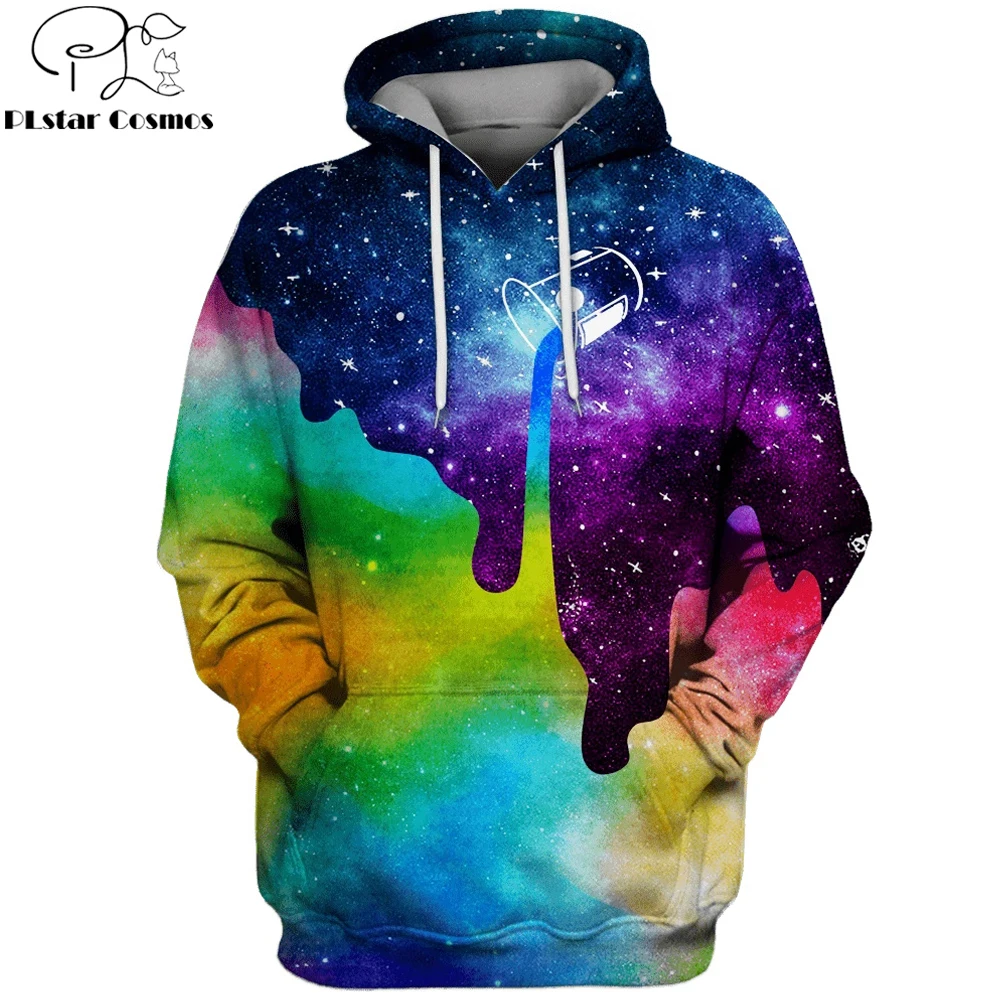 PLstar Kosmosas 2019 Mados Vyrų Hoodies Vaivorykštė Vienaragis galaxy fone Spausdinami 3d Palaidinukė / Hoodie Unisex Streetwear