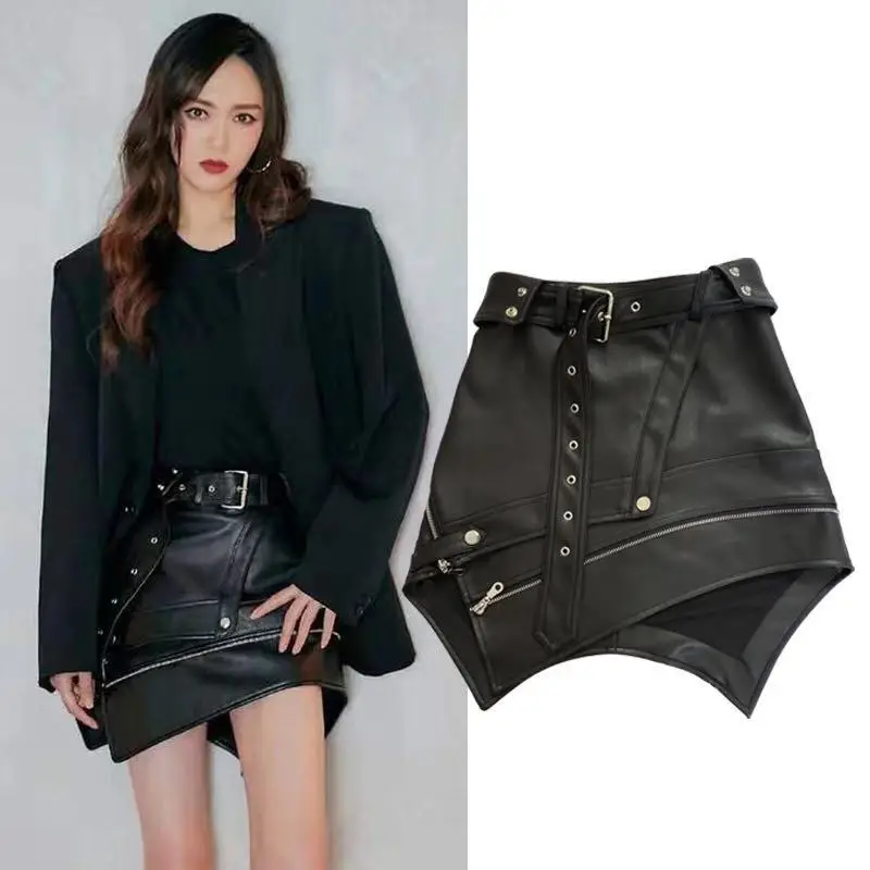 Vasarą mini sijonai moteriški juodu pieštuku sijonas streetwear odos mini sijonai, elegantiškas, seksualus, aukšto liemens sijonas derliaus harajuku sijonas