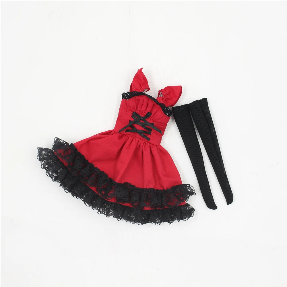 Drabužių 1/6 Blyth LEDINIS Licca lėlės Raudona Suknelė Su Nėriniais aukštos kokybės mergina žaislai dovana