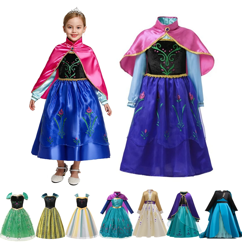 Vaikai Mergaitė Princesė Dress Anna Dress Up Kostiumas Vaikams Vaidmenų Frocks Gėlių Šalies Kamuolys Suknelė Vaikų Drabužiai nuo 2 iki 12 Metų