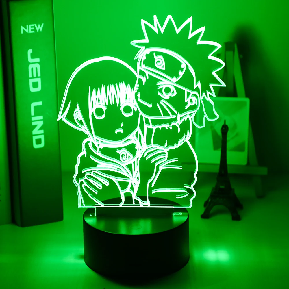 Merginos Naktį Šviesos Uzumaki Naruto ir Hinata Hyuga Spalvinga naktinė lempa už Bendrabučio Studijų Kambario Dekoro USB Naktį LED Lempos Manga Dovana