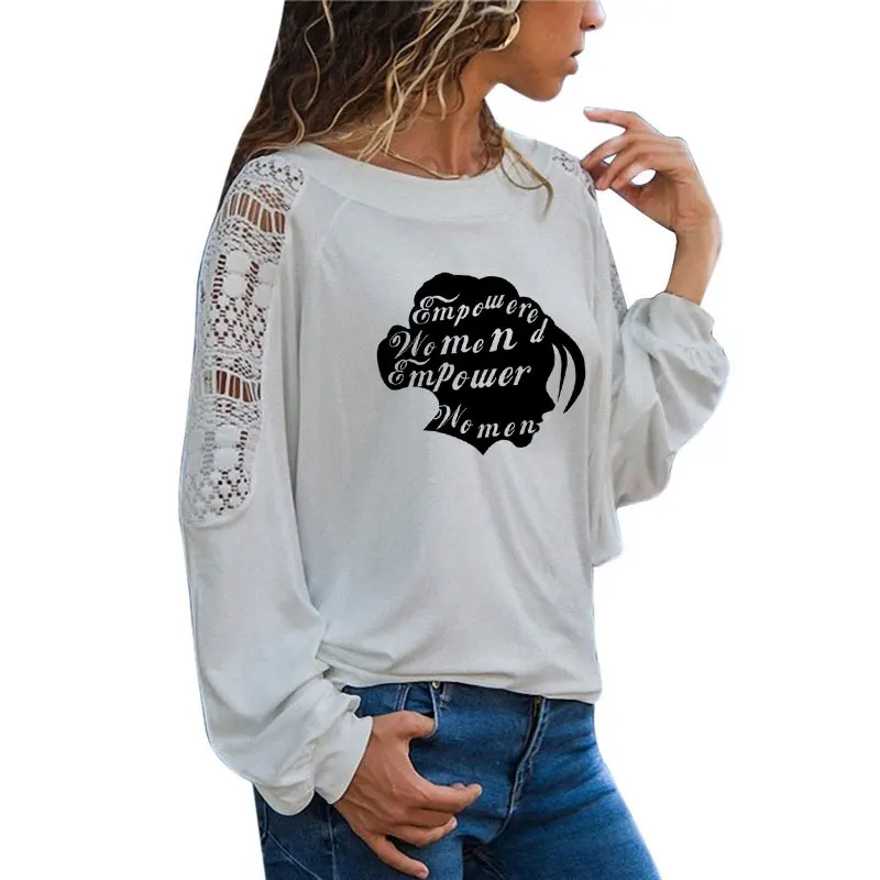 Įgaliojimai Moterų Grafinis Long Sleeve T-Shirt Galingas Feminizmo Moterų Grunge Vintage Marškinėliai suteikti daugiau teisių moterims grunge citata tees viršų