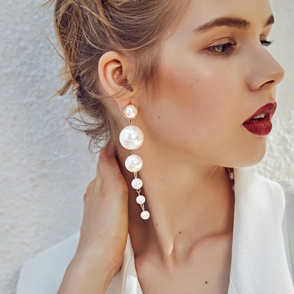 Ilgi auskarai kawaii auskarai bridesmaid dovana earings bižuterijos 2020 earing rinkiniai moterims perlų papuošalai kabantys auskarai