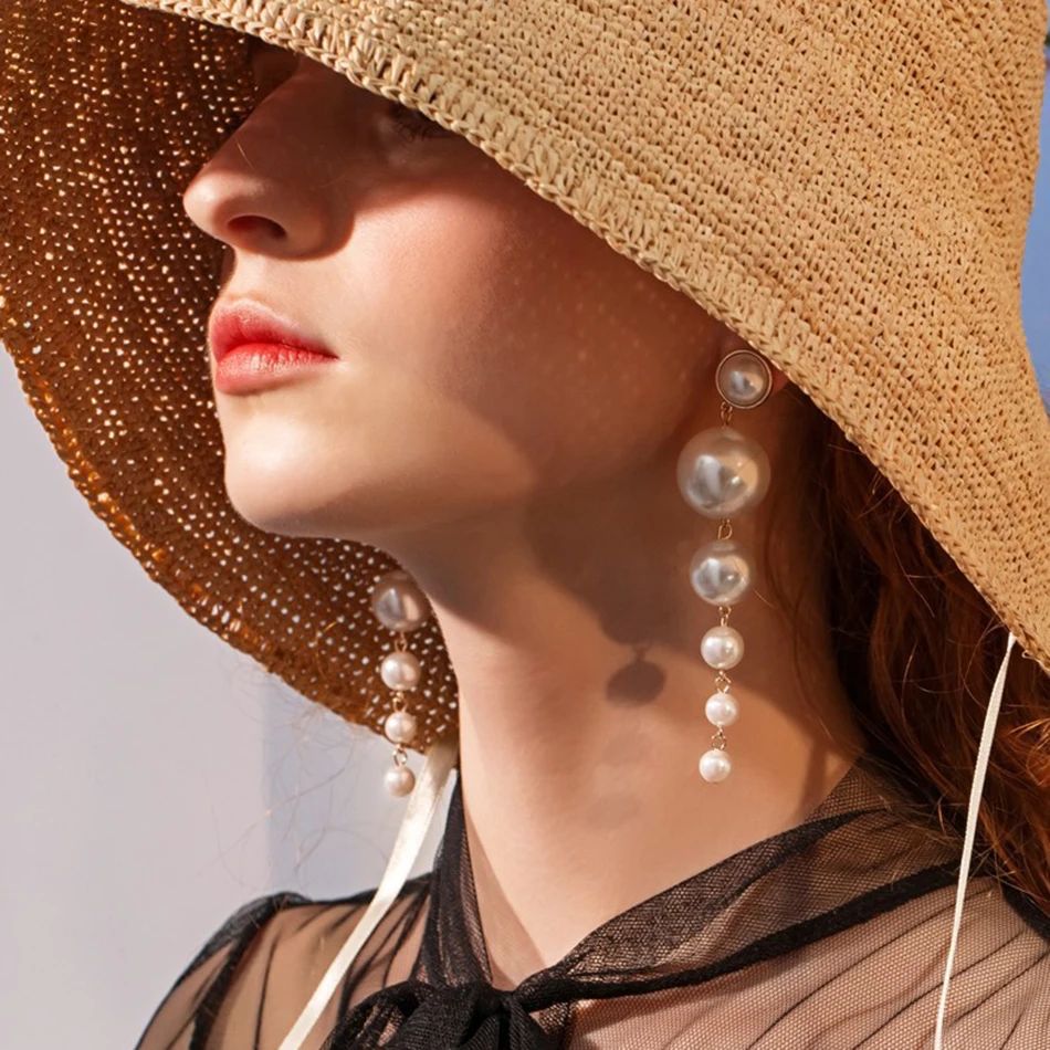 Ilgi auskarai kawaii auskarai bridesmaid dovana earings bižuterijos 2020 earing rinkiniai moterims perlų papuošalai kabantys auskarai