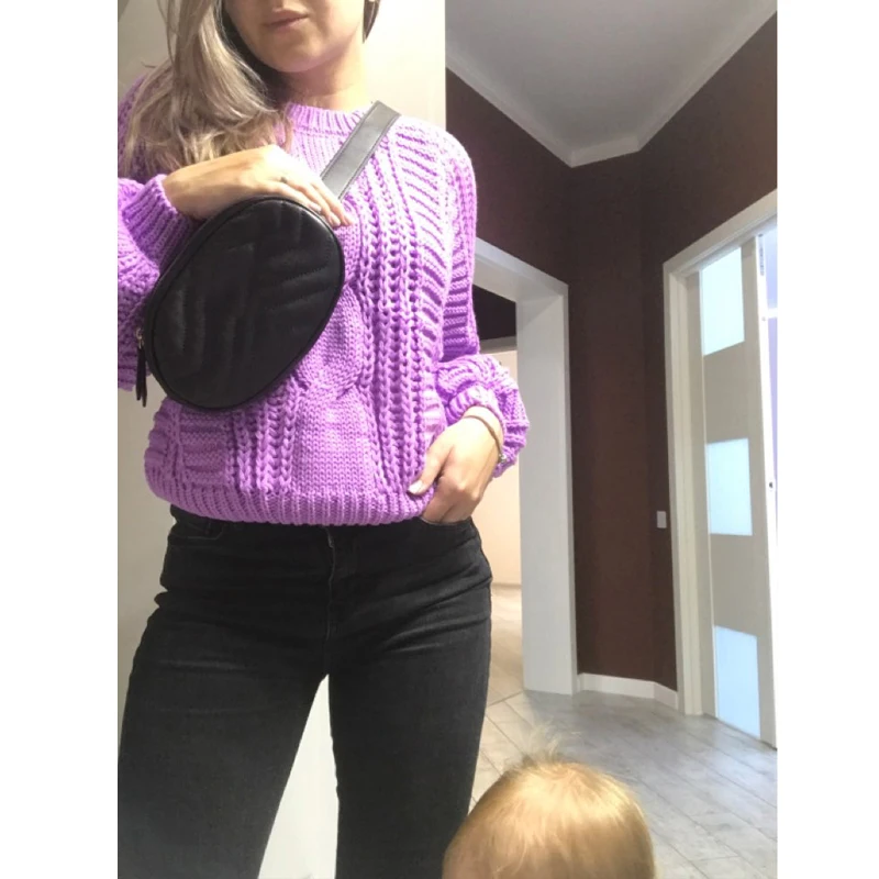 Moteriški Megztiniai 2020 Naujas violetines Džemperiai Candy Spalva Knotting Roupas femininas Trumpas Megztinis Susukti Traukti
