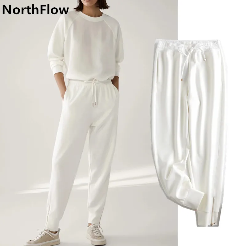 Northflow 2020 kelnės moterims vientisos Baltos elastinga juosmens užtrauktukas atsitiktinis kelnės harajuku pantalon femme kelnės moterims