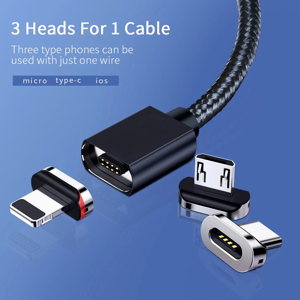 Mobiliojo telefono kabelis Magnetinis Įkroviklis 3.0 3A Micro USB Kabelis, skirtas 