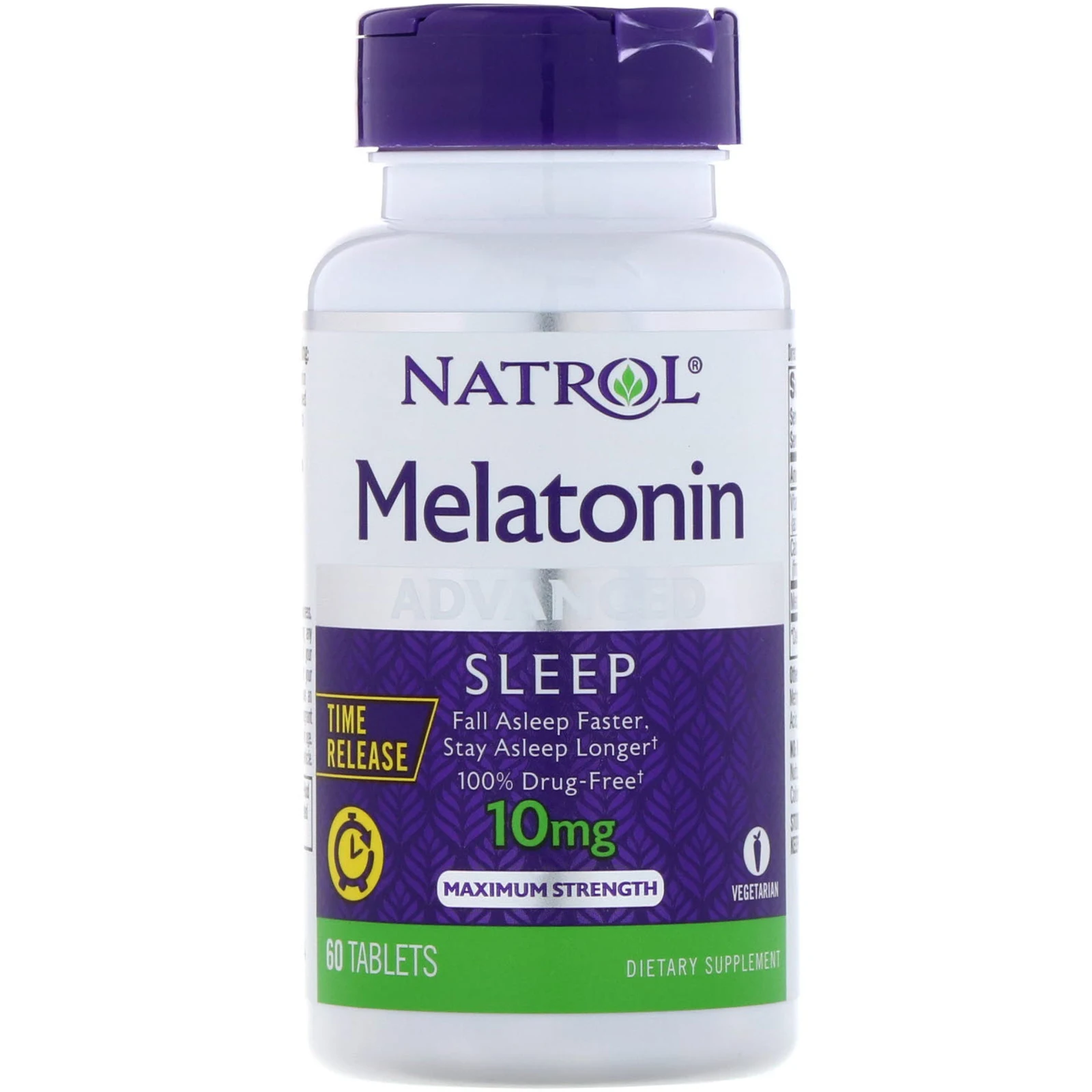 Natrol Pažangi Miego Melatonino 10 mg Vitaminas B-6 Kalcio 60 Tablečių