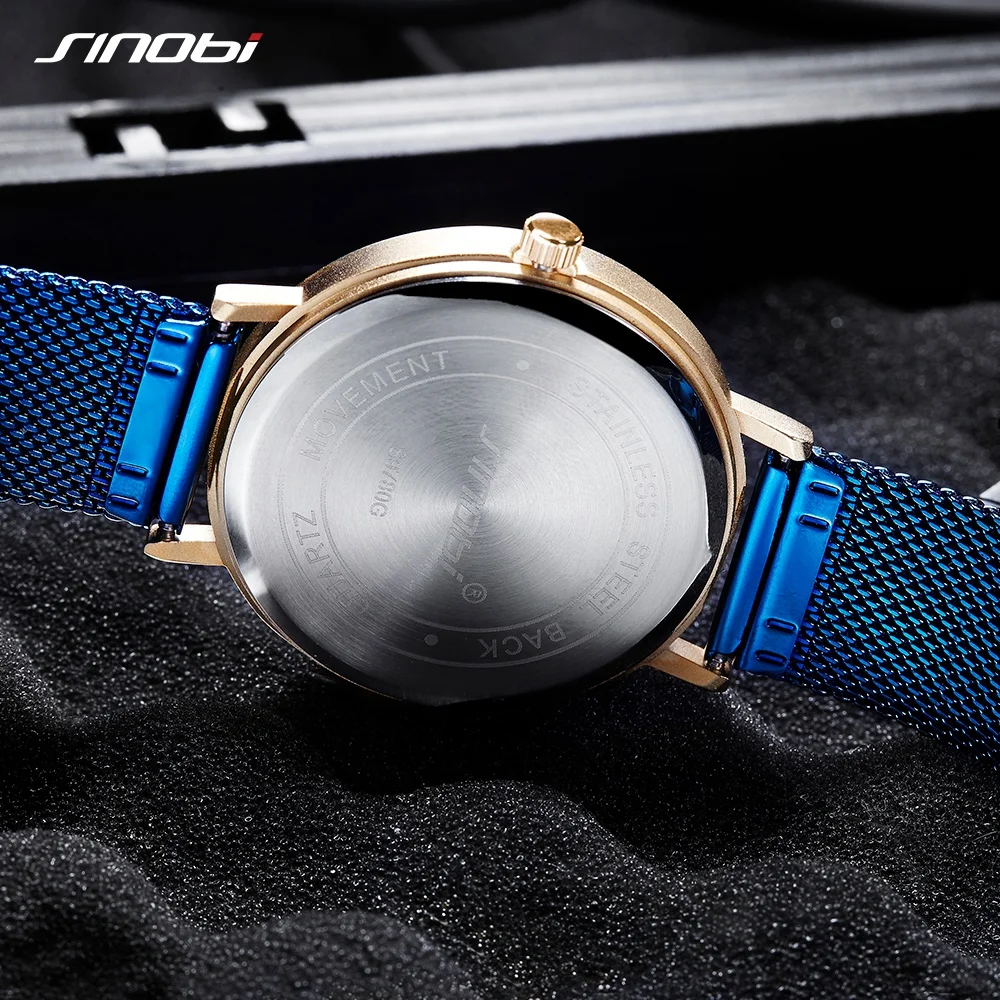 SINOBI Vyrų Paprasta Laikrodžių Mados Klasikinis Aukso Atveju Mėlyna Retro Milano Watchband Verslo Kvarco Wirstwatch Vyrų Laikrodis relojes
