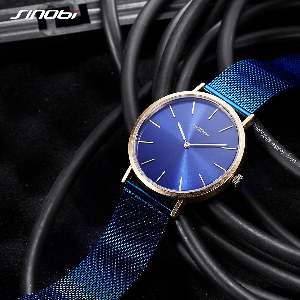 SINOBI Vyrų Paprasta Laikrodžių Mados Klasikinis Aukso Atveju Mėlyna Retro Milano Watchband Verslo Kvarco Wirstwatch Vyrų Laikrodis relojes