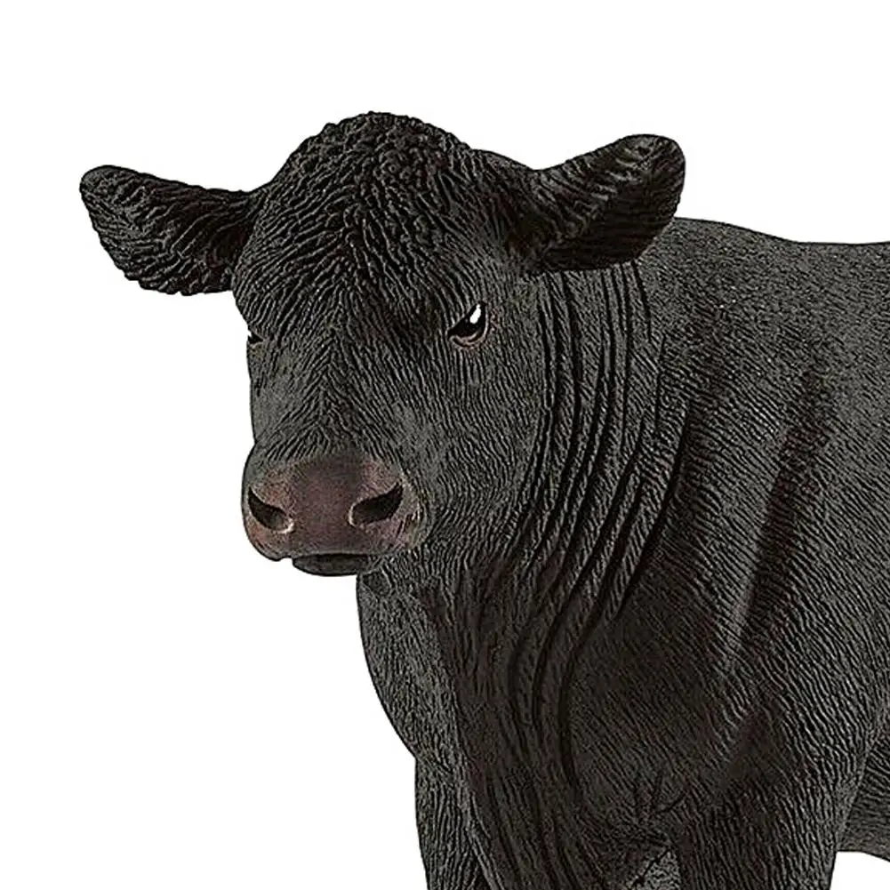 5.5 colių Black Angus Bull Žaislas Statulėlės PVC Originalus Originali Laukinių Zoologijos sodas Ūkio Afrikos Gyvūnų Bison Modelis Žaislai Vaikams Kalėdų Dovana