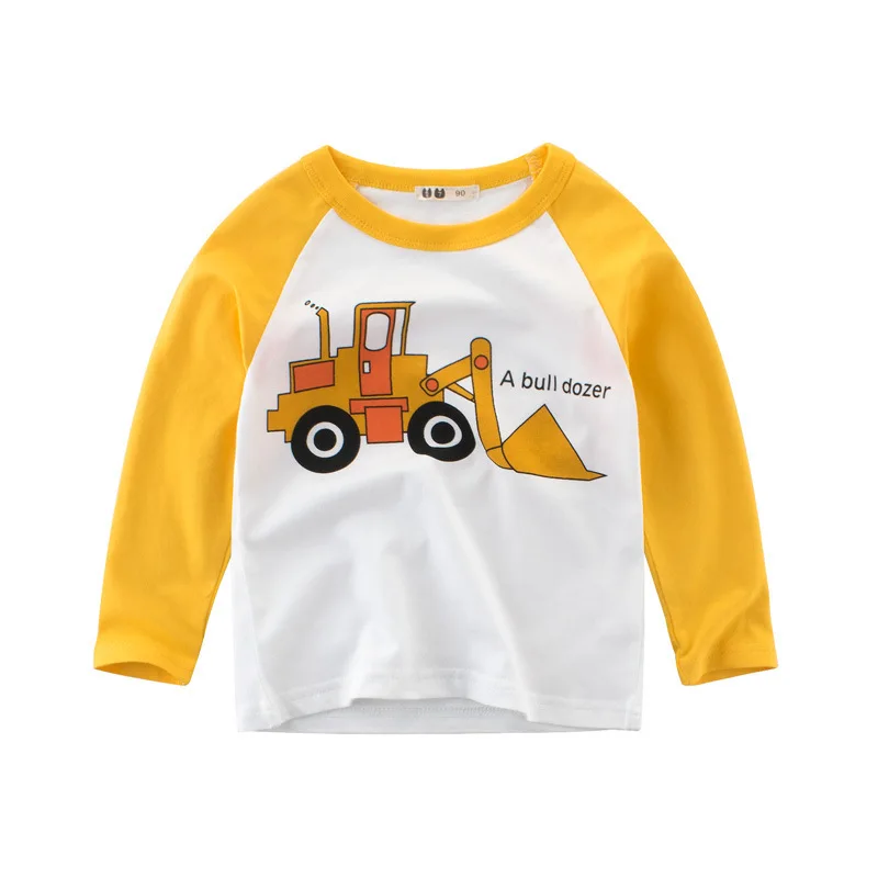 2020 M. Pavasarį, Rudenį, Skirtas 2-7 Metų Vaikams Dryžuotas Medvilnės Kratinys Animacinių Filmų Automobilis, Autobusas, Sunkvežimis Baby Vaikų Berniukų Long Sleeve T Shirts