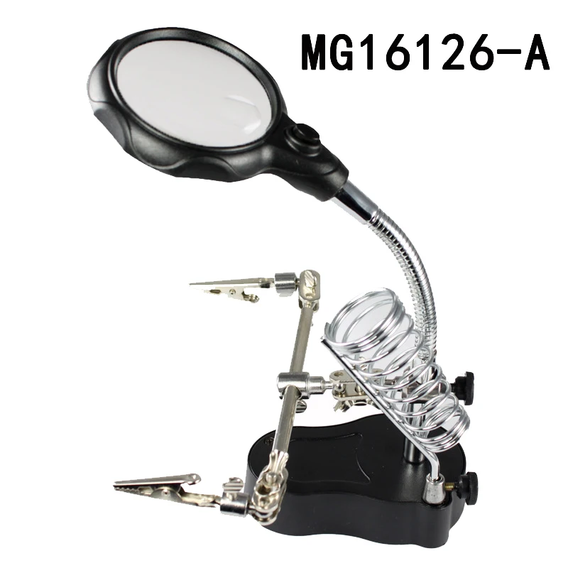 LDE lempos įrašą didinamasis stiklas su elektros geležies remonto didinamasis stiklas MG16126-multi-funkcija suvirinimo pagalbiniai įrankiai