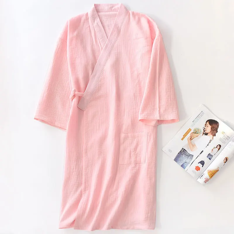 Japonijos Vasaros Plonas Pora Tradicinių Kimono Yukata Medvilnės Vyrų Ir Moterų Pižamą Gryna Spalva Didelio Dydžio Chalatą Homewear