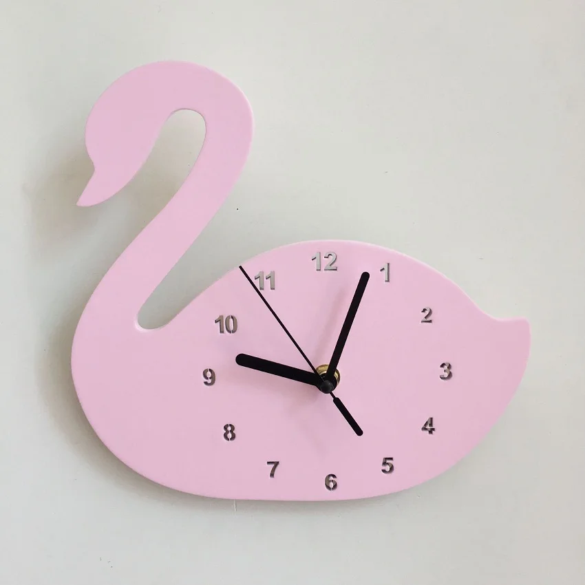 Ins Šiaurės mergaičių kambario, vaikų kambario Swan išjungimo laikrodis medinių sienų apdaila