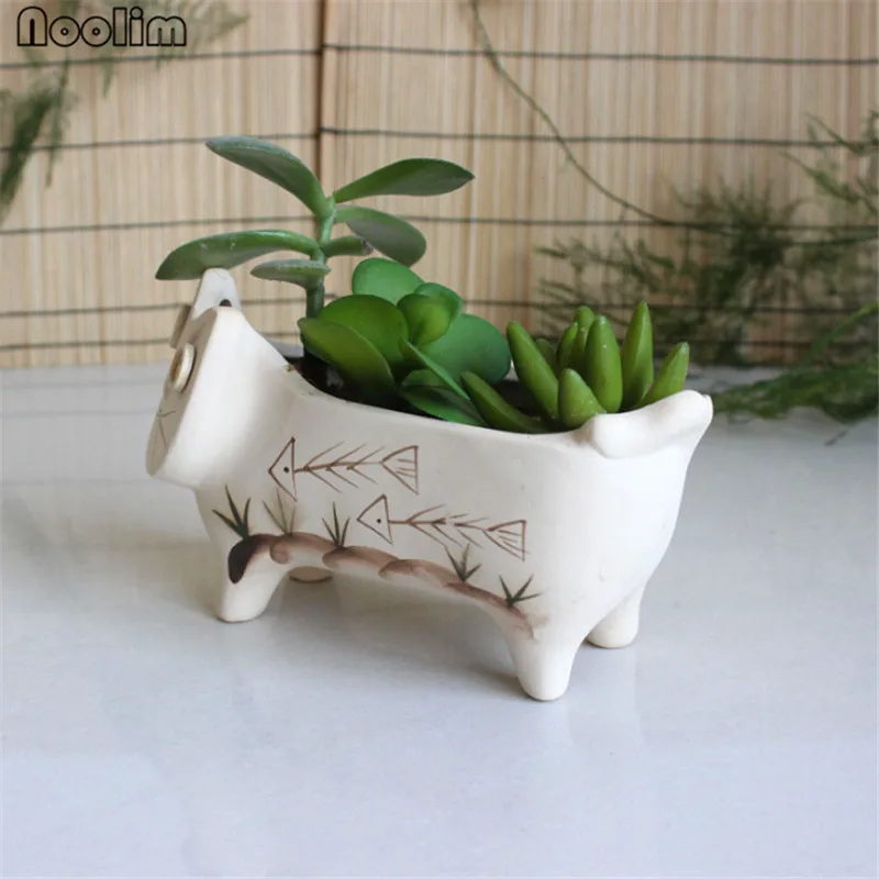 NOOLIM 1pc Mielas Keramikos Kačių Succulents Dekoratyvinis Succulents Puodą Mini Vazonas Namų, Sodo Puošmena