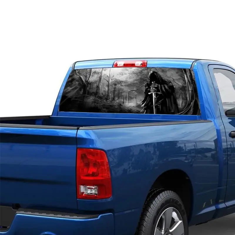 3D Grim Reaper Mirties Miško Galinio Lango Grafinis Lipdukas Automobilių, Sunkvežimių, VISUREIGIŲ Van Decal