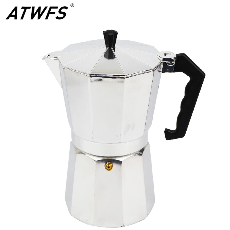ATWFS Aukštos Kokybės Espresso Kavos Puodai 3/6/9/12 Puodeliai Aliuminio Moka Puodą Kavos virimo aparatas Moka Espresso Puodelis