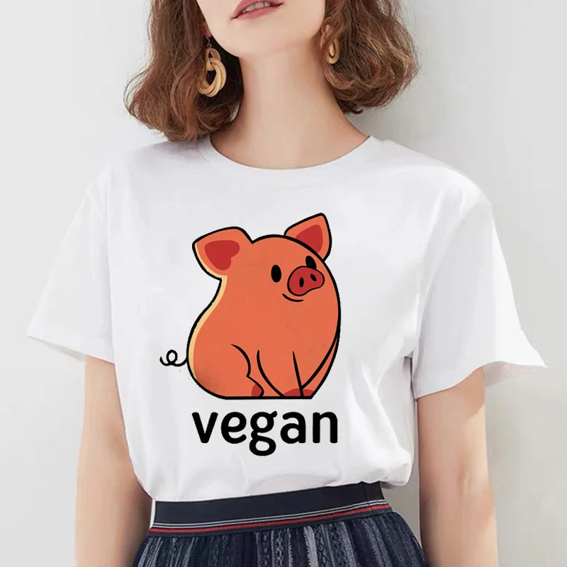 BONJEAN Karvė Gyvūnų Spausdinti Marškinėliai Moterims Moterų Grunge Femme Marškinėliai Kawaii Veganų T-shirt Grafikos Harajuku Streetwear Viršūnes Tees