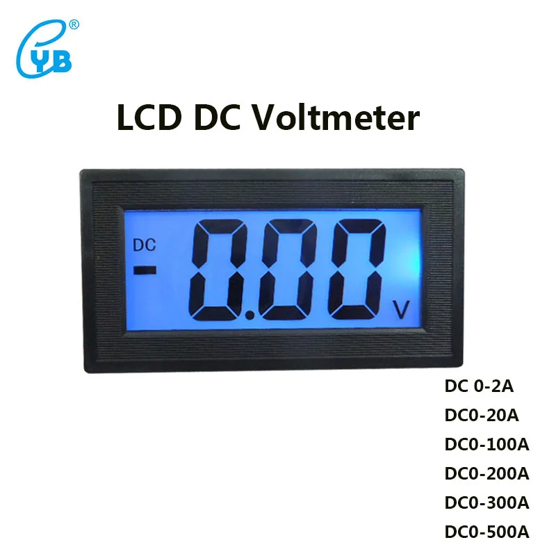 YB5135D LCD DC Voltmeter Trijų laidų Digital Voltmeter Digital Voltmeter DC Įtampos Matuoklis Mėlyna Apšvietimu Visiškai užsandarintas Metrų Voltas