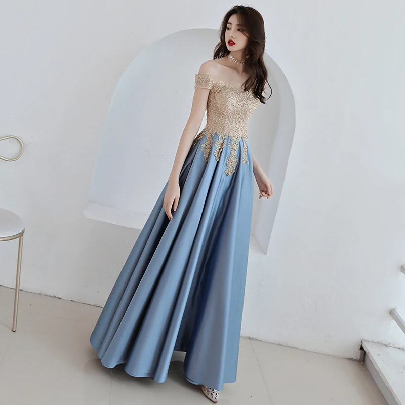 Vakarinę Suknelę 2019 Naują Pavasario Elegantiškas Ilgas Prom Dresses nuo Peties Appliques Kristalų Linijos, Backless Šalis Suknelė