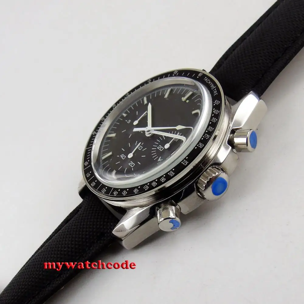 40mm bliger sterilaus black dial lankas stiklo dieną, savaitę rodiklis, Mechaninė automatinė mens watch B214