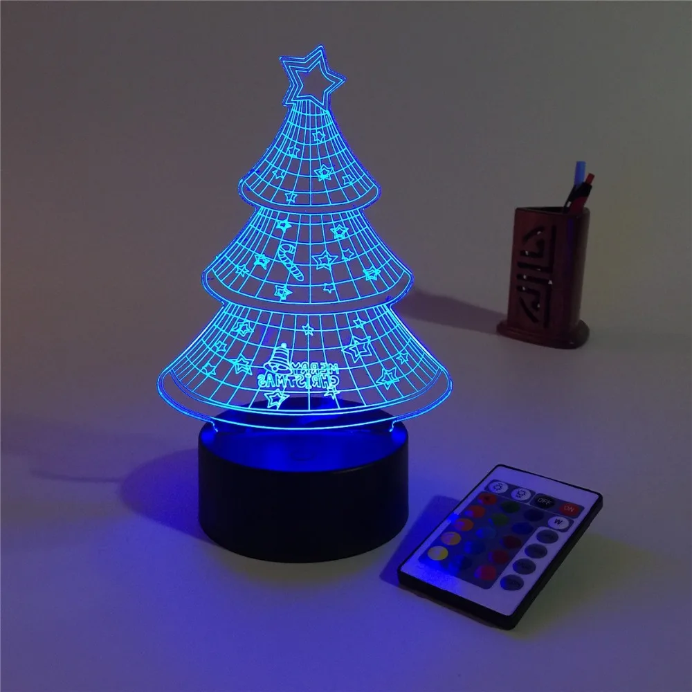 Kalėdų Eglutė 3D iliuziją, Regėjimo Naktį, Šviesos, 7 Spalvų Kaita LED Stalo Lempa Miegamasis Namų Dekoro Kalėdų Dovana