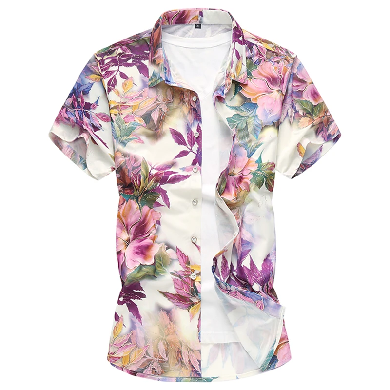 2019 Vyrų Naujas Havajų Vasaros atostogų Šalis Trumpas rankovės marškinėliai mados gėlių spausdinti Hip-hop vyrų atsitiktinis marškinėliai 5XL 6XL 7XL