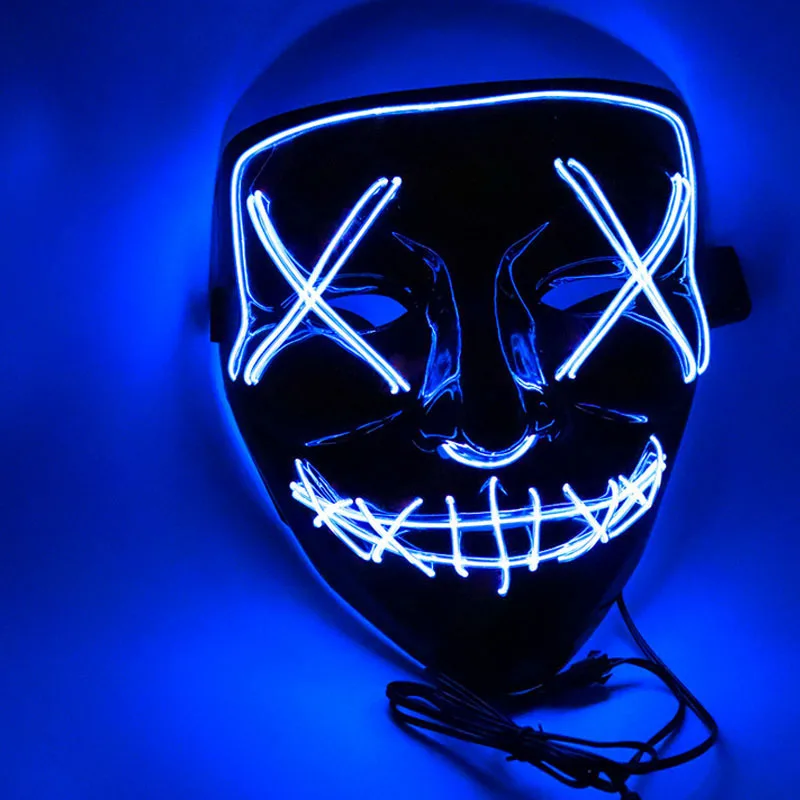 Led Kaukė Helovinas Šalis Masque Maskuotis Kaukės Neon Maske Švyti Šviesa Tamsoje Tušas Siaubo Maska Žėrintis Masker Prapūtimo