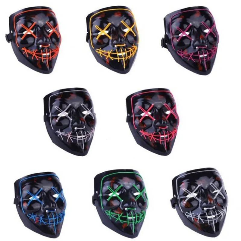 Led Kaukė Helovinas Šalis Masque Maskuotis Kaukės Neon Maske Švyti Šviesa Tamsoje Tušas Siaubo Maska Žėrintis Masker Prapūtimo