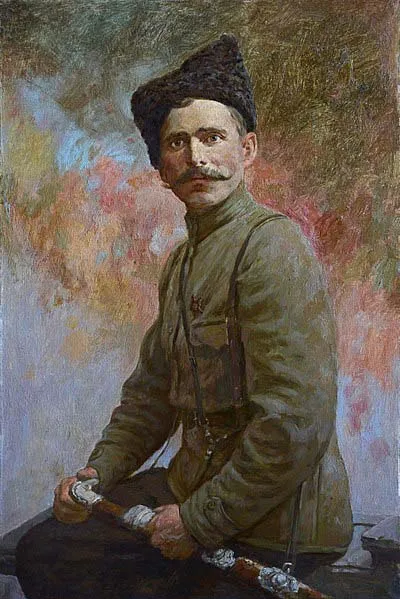 Handpainted naftos tapyba - rusų kareivis Raudonosios Armijos vadas, rusijos pilietinio Karo Portretas Vasilijus Chapayev naftos tapyba