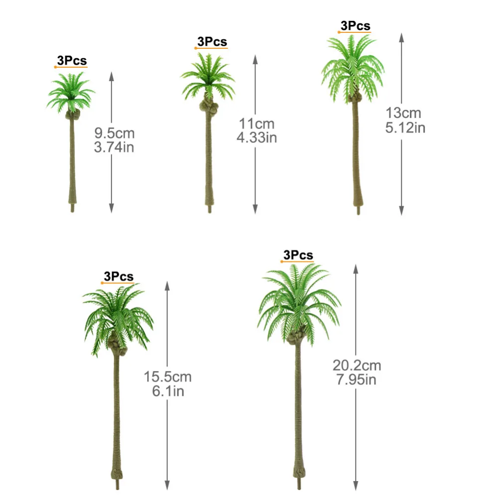 15vnt Modelis Geležinkelio Modelio Kokoso palmių, Palmių Medžių Seabeach Išdėstymas OO/HO/TT/N/Z Masto YS04