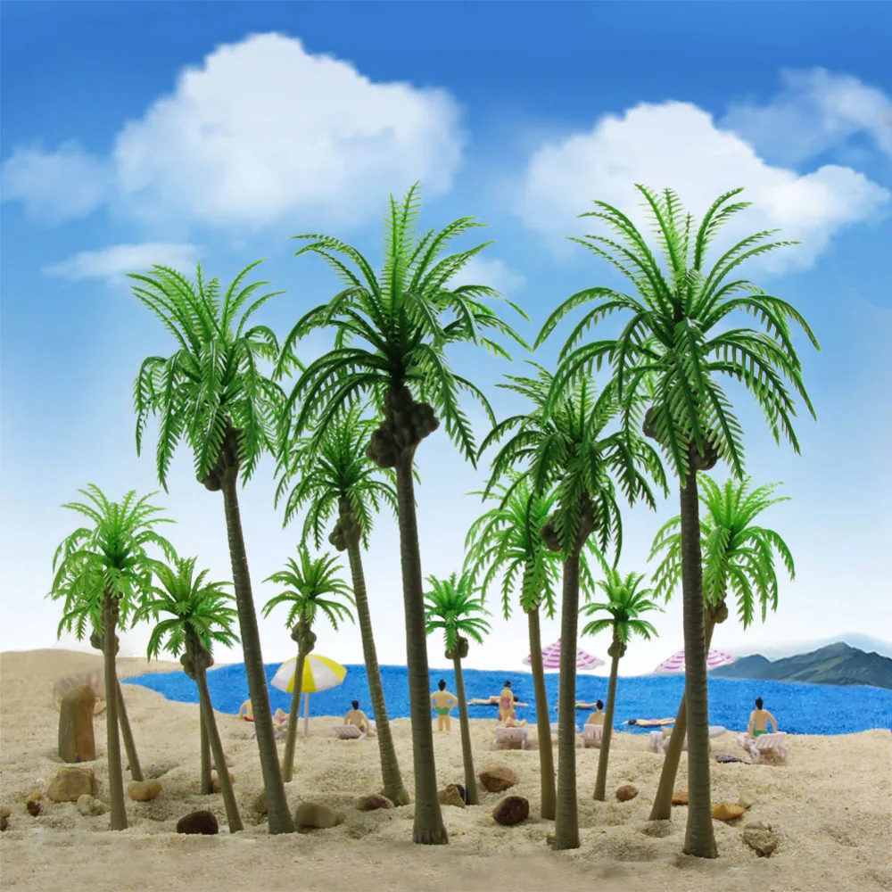 15vnt Modelis Geležinkelio Modelio Kokoso palmių, Palmių Medžių Seabeach Išdėstymas OO/HO/TT/N/Z Masto YS04