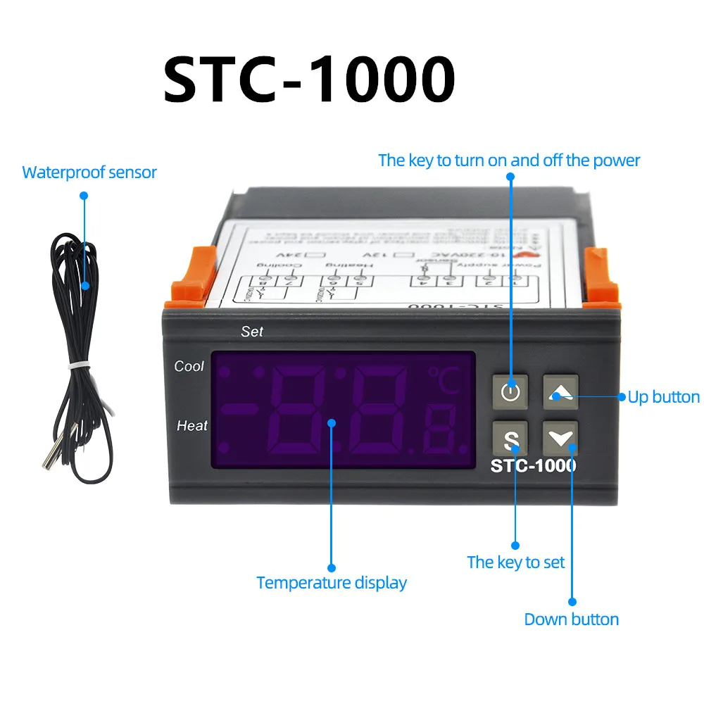 Naujas STC-1000 STC-3000 STC-3028 Skaitmeninis Termostatas, Temperatūros Reguliatorius 12V 24V 220V Termometro Jutiklis Drėgmėmačiu 50%nuolaida