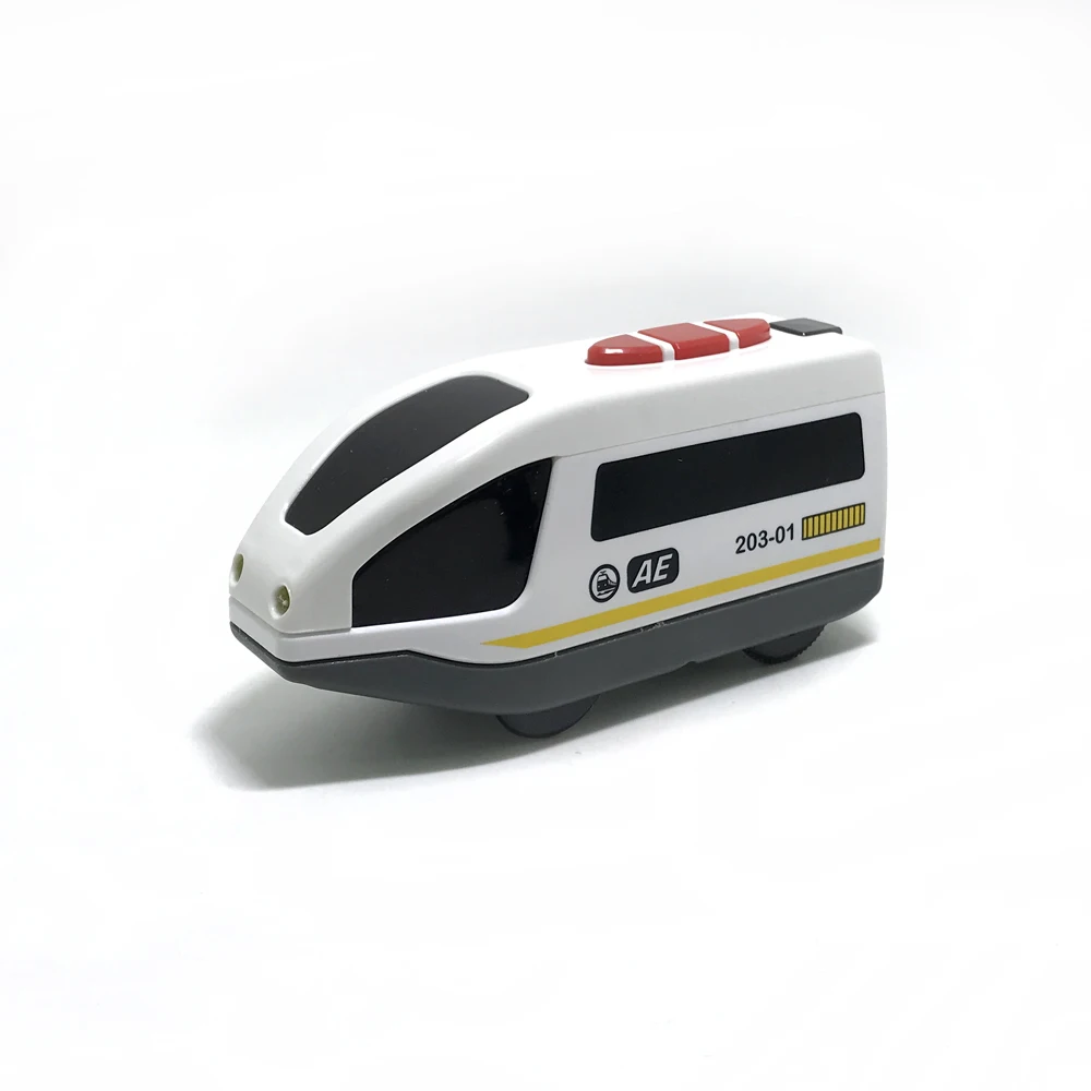W04 Nemokamas pristatymas Nuotolinio valdymo elektrinio traukinio 2 skirsnis magnetinio nuorodą suderinama medinių bėgių balta Harmonijos traukinys