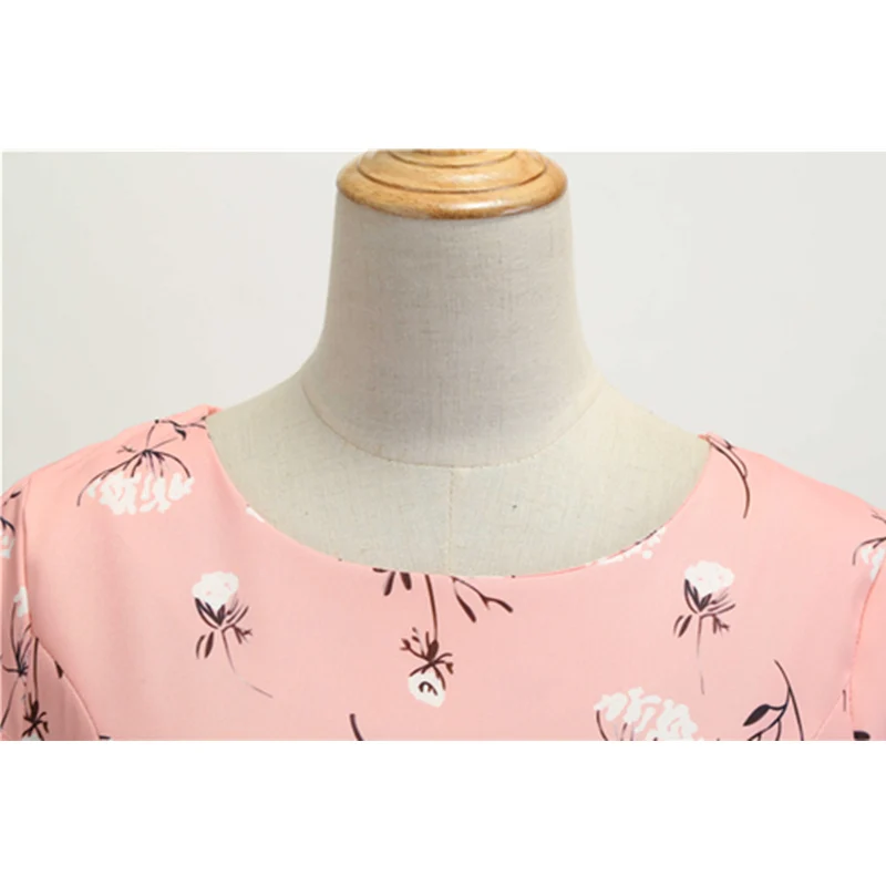 Bebovizi Moterų Drabužiai 2019 Shein Vintage Suknelė Atsitiktinis Vasaros Elegantiškas Biuras Vestidos Gėlių Spausdinti Rožinė Plius Dydžio Tvarstis