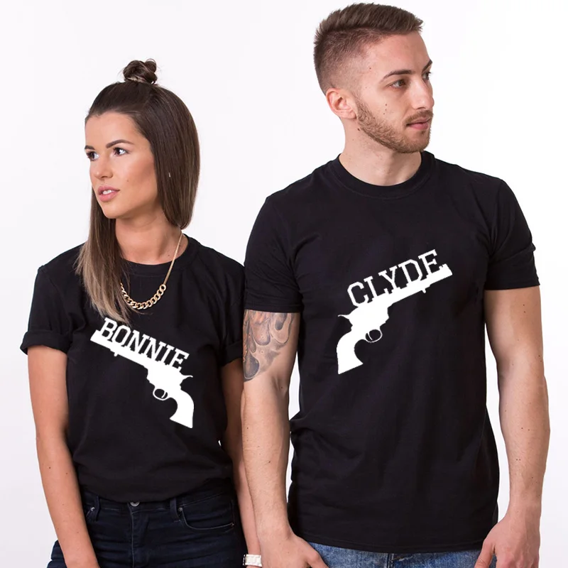 Bonnie ir Clyde T-Shirts Pora Atitikimo Marškinėlius Juokingi Vestuvių Viršuje Tee Geros Kokybės Unisex Atsitiktinis Vasaros