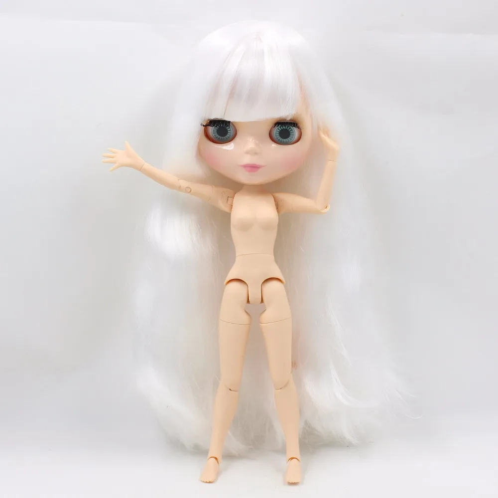 LEDINIS DBS Blyth lėlės ilgi balti plaukai bendras kūno bjd natūralios odos 1/6 žaislas 30cm