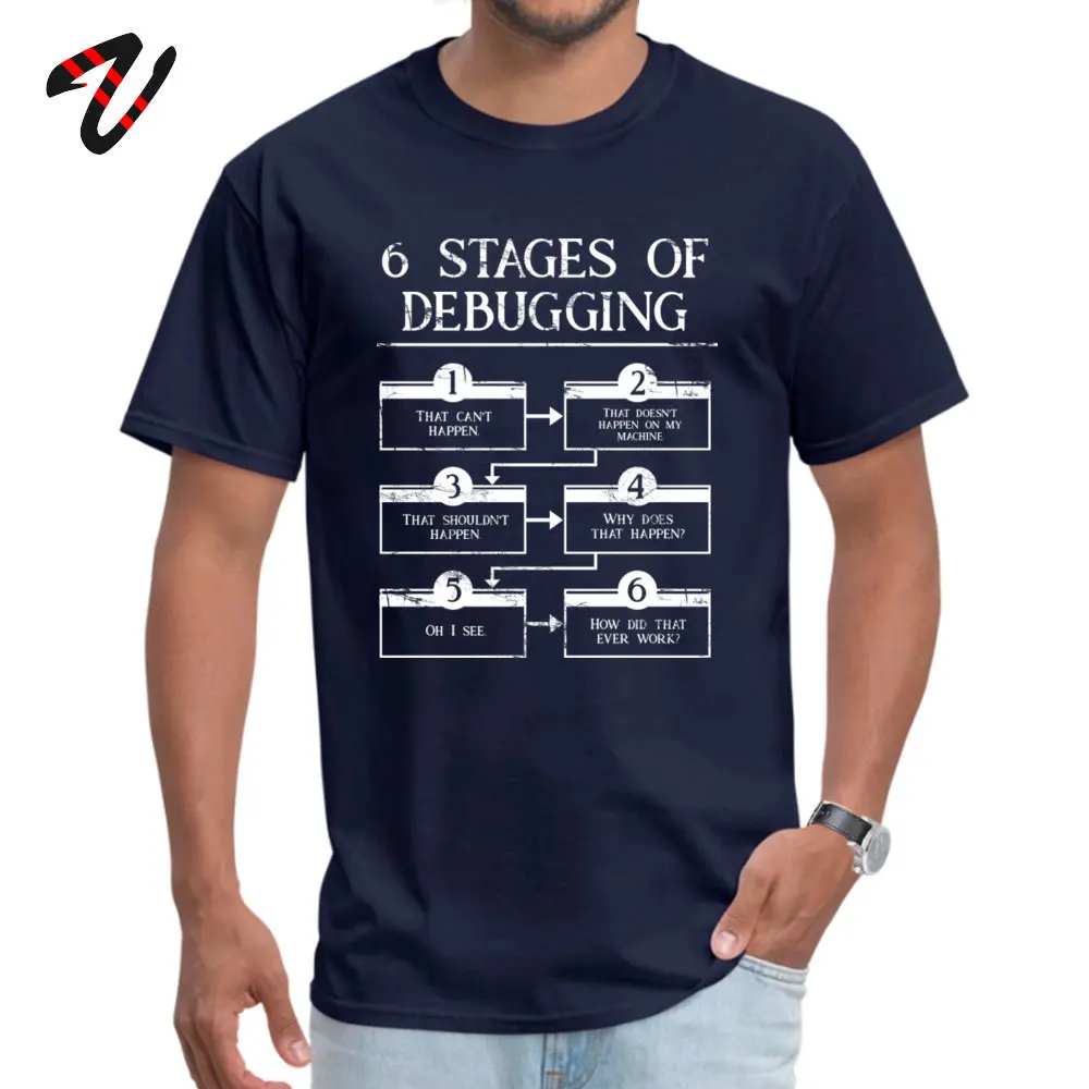 Geek T-shirt Laišką Vyrų Marškinėlius 6 Etapai, Derinimo Programuotojas Drabužių Užsakymą Atsitiktinis Vasaros Juokingas Posakis Tee Marškinėliai