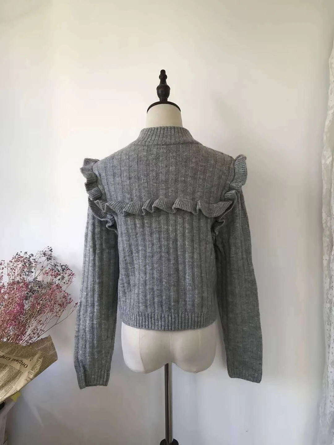 Rudenį ir žiemą naujas saldus susiėmę juostelės megztinis bowknot ilgomis rankovėmis megztiniai megztinis moterims