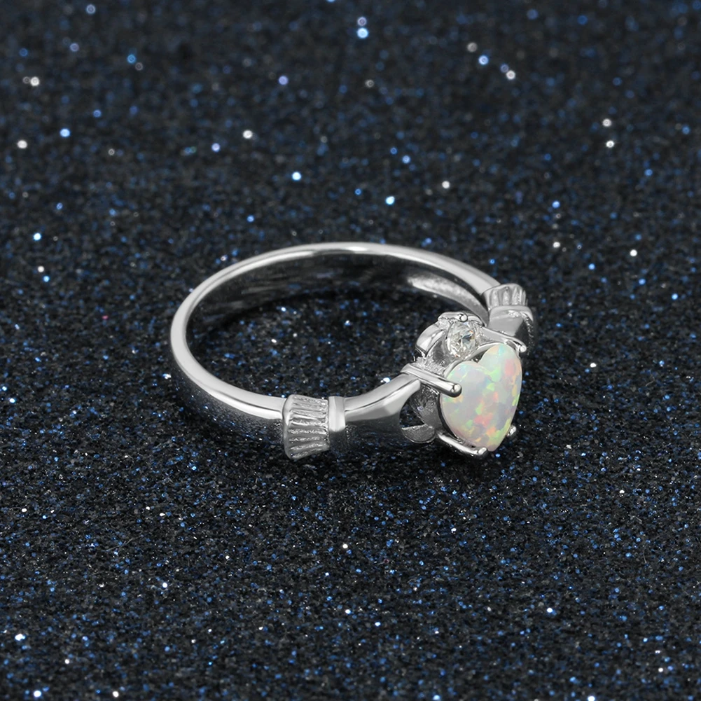 Noble Žiedas 925 Sterlingas Sidabro Romantiškos Meilės Širdis Opalas Žiedai Moterims Mergina Prabangių Sužadėtuvių, Vestuvių Žiedas Papuošalai Suknelė Iki