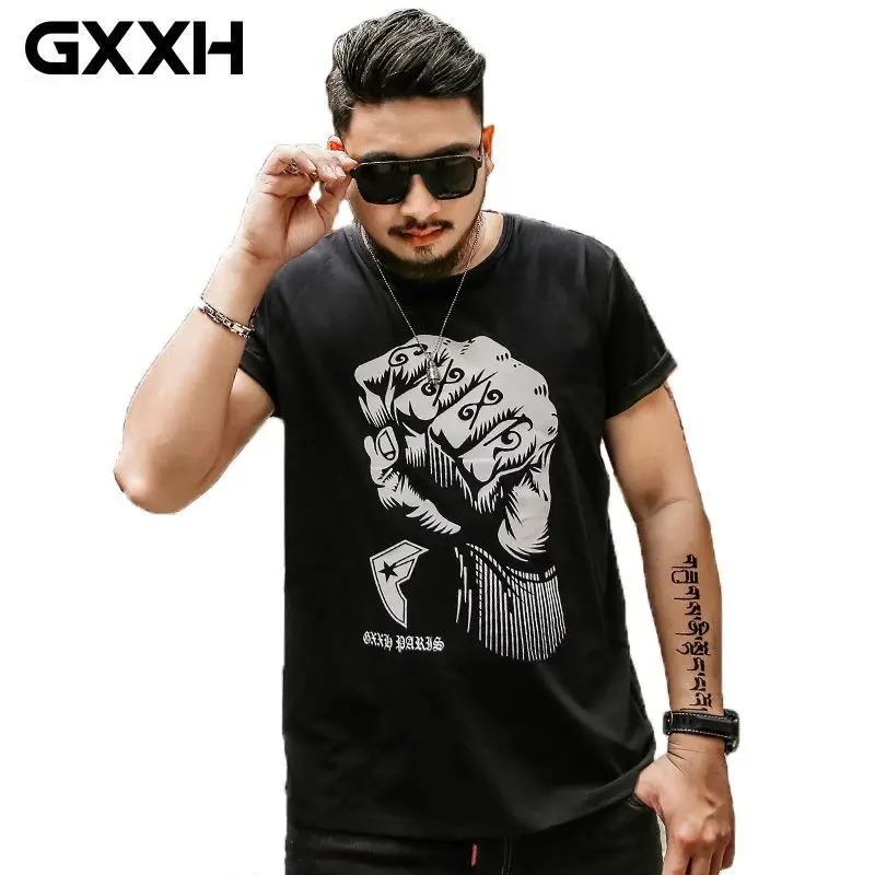 GXXH didelio Dydžio, Vasaros Negabaritinių Vyrai Prekės trumpomis Rankovėmis T-shirt-Oji Spausdinti Kvėpuojantis Atsitiktinis Marškinėliai Homme Black Hip-Hop 6xl 7xl