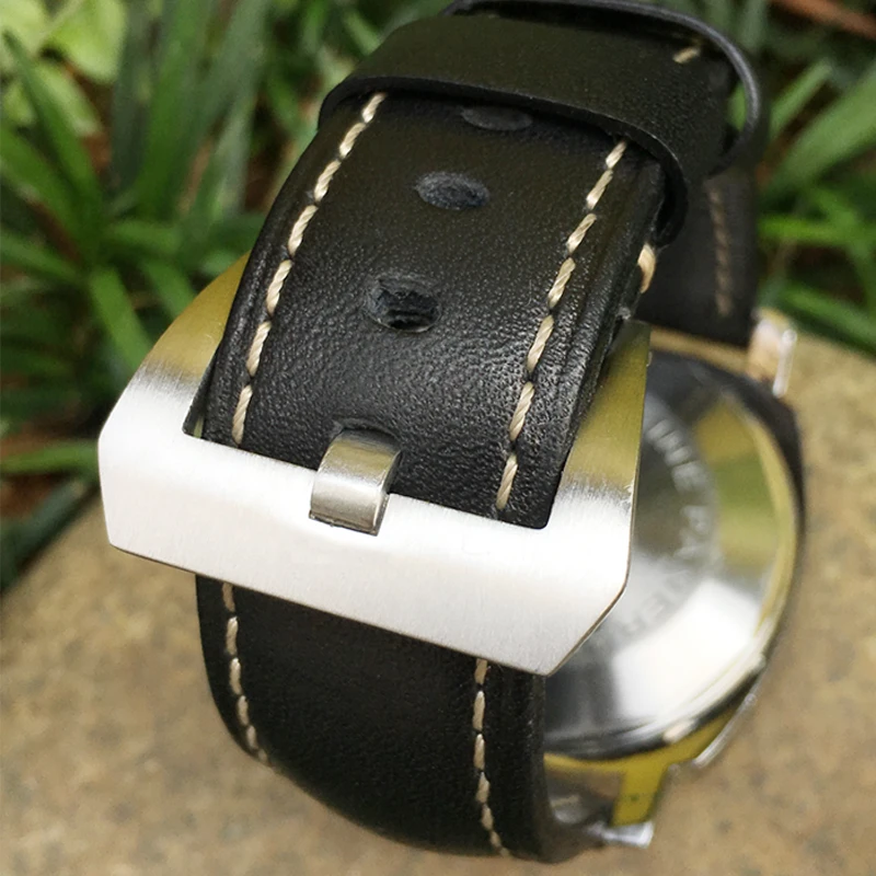 Aukščiausios Kokybės Nekilnojamojo Odos Veršiena 24mm Watchband Tinka PANERAI LUMINOR Žiūrėti Minkštas Dirželis Apyrankes Juoda Sagtis Nemokamai įrankiai