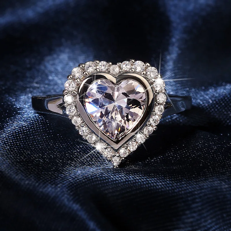 Naujas Originalus Diamond Apdaila Didelė Meilė Šviečia Širdies formos Vestuvinį Žiedą, Romantiškas Šviesos Prabanga Moterų Prekės Papuošalai Vestuvių Žiedas