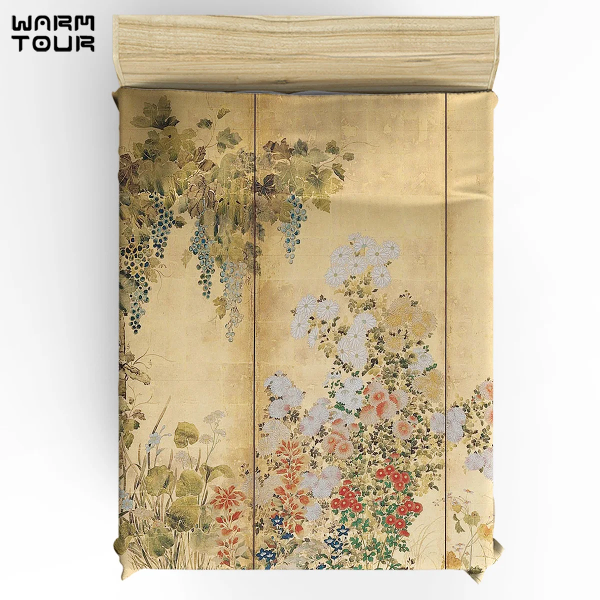 WARMTOUR Antklode Padengti Japonijos Edo Laikotarpiu Šešių Skydelis Aukso Lapų Ekrano Gėlės Antklode Padengti Nustatyti 4 Gabalas Patalynės Komplektas Lovos