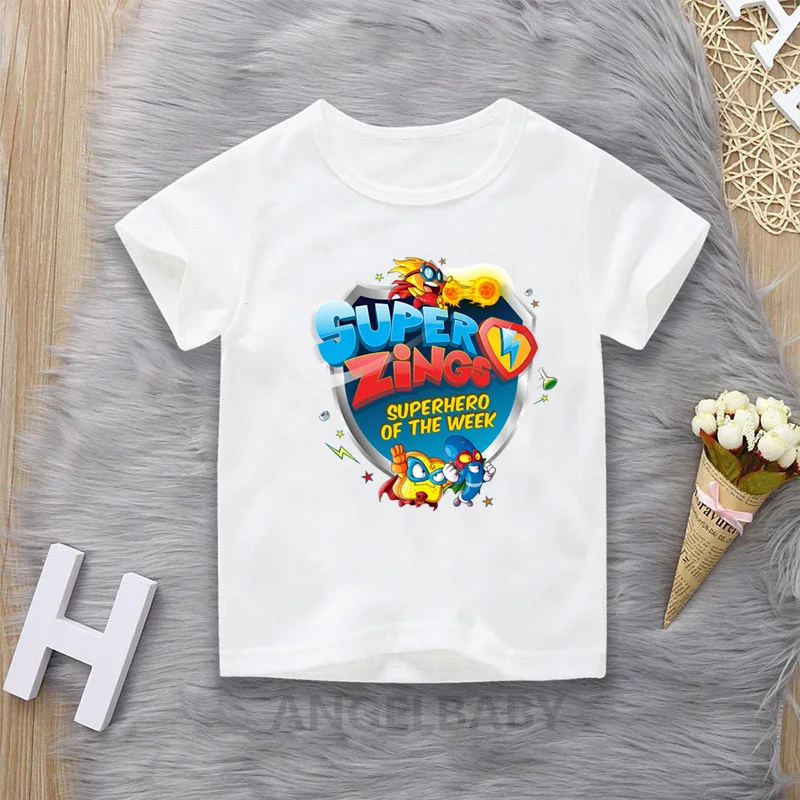 Los Super Zings Serijos 4 marškinėliai Berniukams Superzings Vaikai Viršūnės Vasarą Kūdikių, Mergaičių Drabužiai Juokingas Animacinių filmų Vaikams, marškinėliai,HKP5358