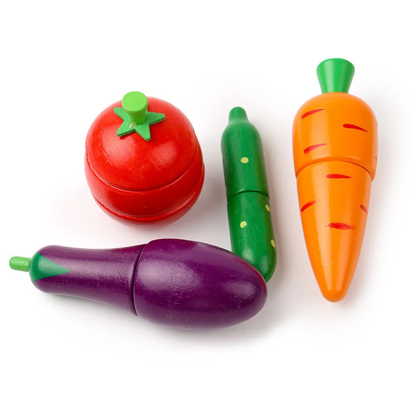 Vaikų mediniai magnetiniai supjaustyti vaisių ir daržovių žaislas modeliavimas virtuvės žaisti namuose žaidimo pradžioje švietimo žaislai berniukų ir mergaitė