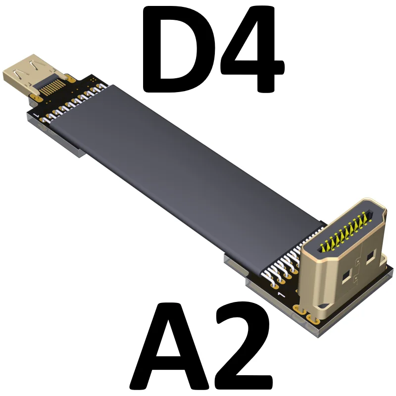 A-D Trumpą HDMI suderinamus Plokščio Kabelio Laido EPI Shield stačiu Kampu tipas D tipas HD Micro Kabelis 2.0 2K 4K 60HZ HDR HD 2.0 b