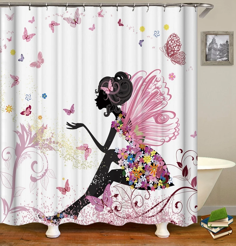 Gėlių Gril Vonia, dušo užuolaidos su kabliukais audinio Užuolaidų, Gėlių vandeniui 3d vonios kambarys dušo užuolaidos Vonios užuolaidų Arba motina