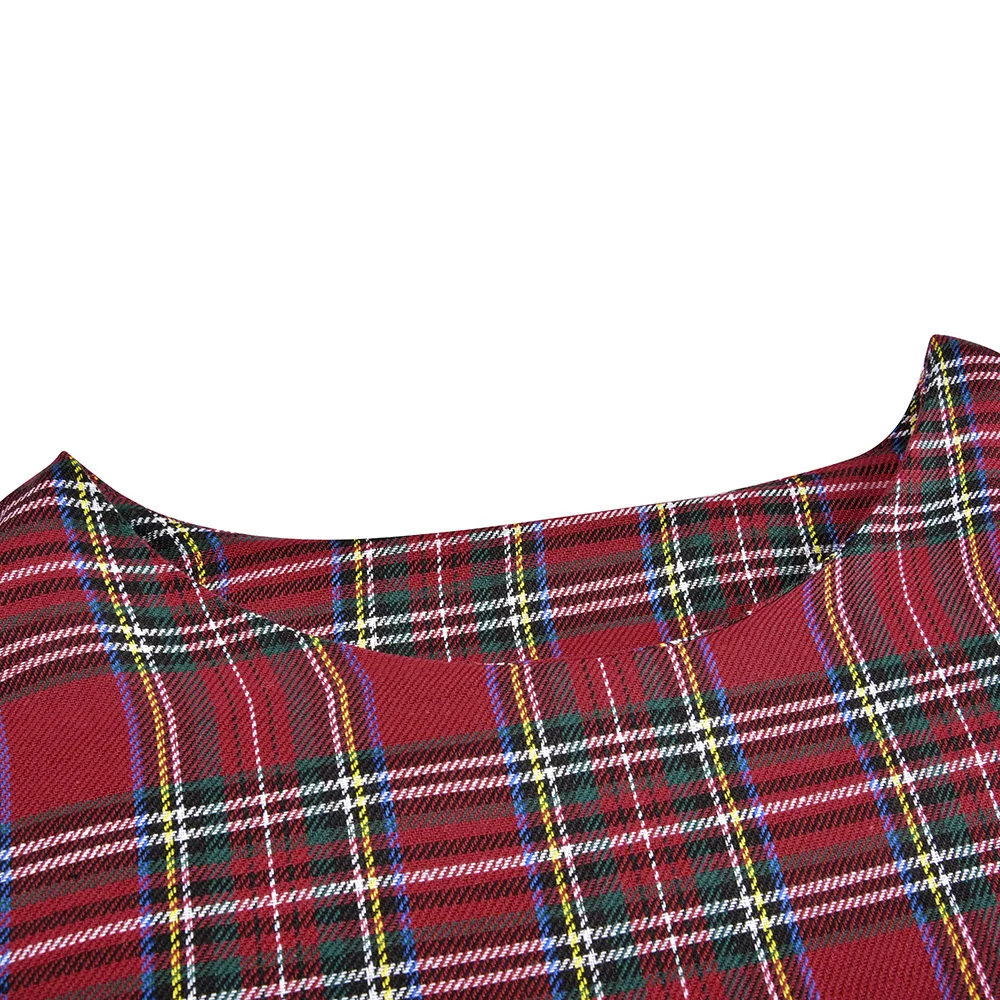 2020 M. Žiemos Kalėdos Raudona Skara Suknelė Ilgomis Rankovėmis Škotijos Pledas Slim Suknelė Medvilnės Pledas Mini Kalėdų Dress Šalies Vestidos D25